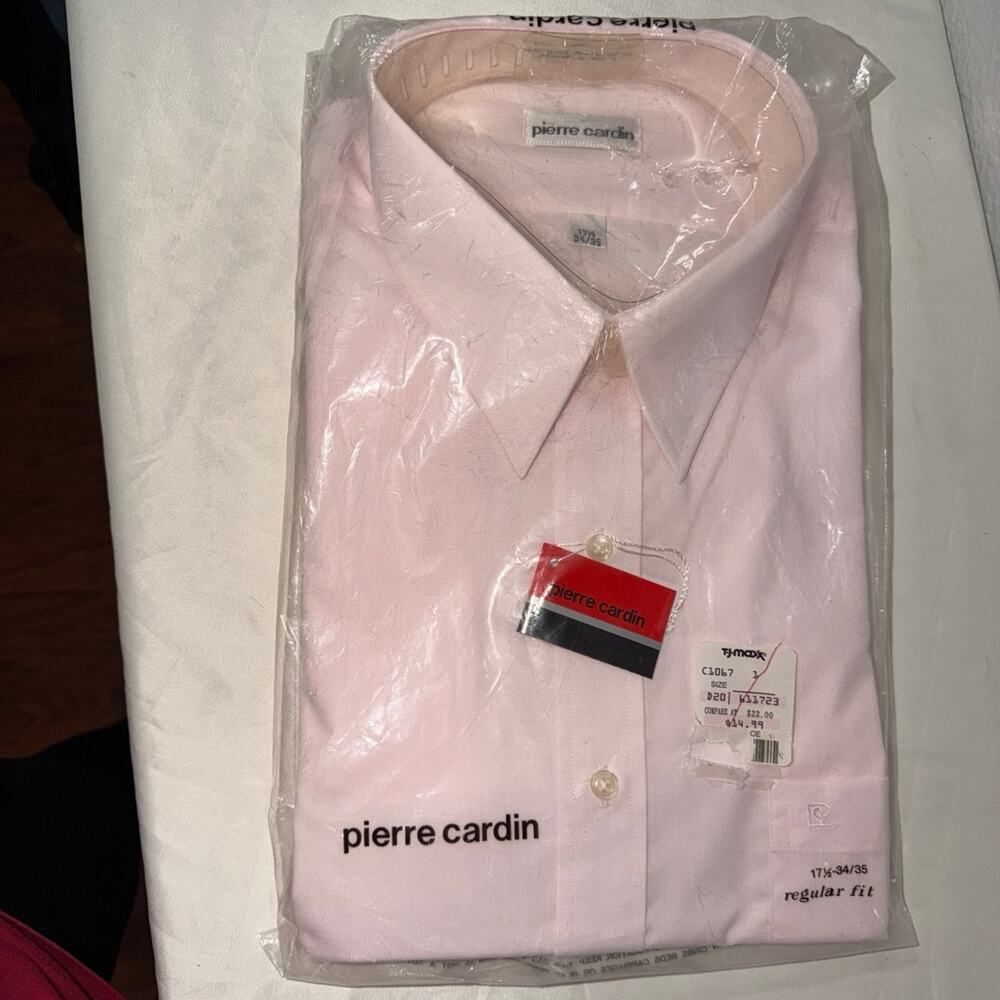 Pierre Cardin Men's Pink Regular Fit Dress Shirt 17-34/35